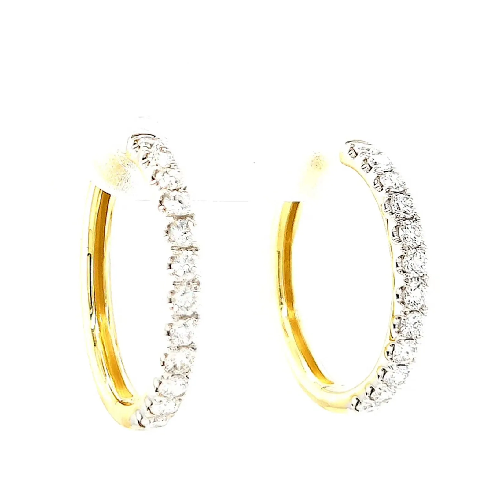 Celebration 9ct Two Tone Gold Round Brilliant Cut 3/4 CARAT tw of Lab Grown Diamonds Huggie Earrings