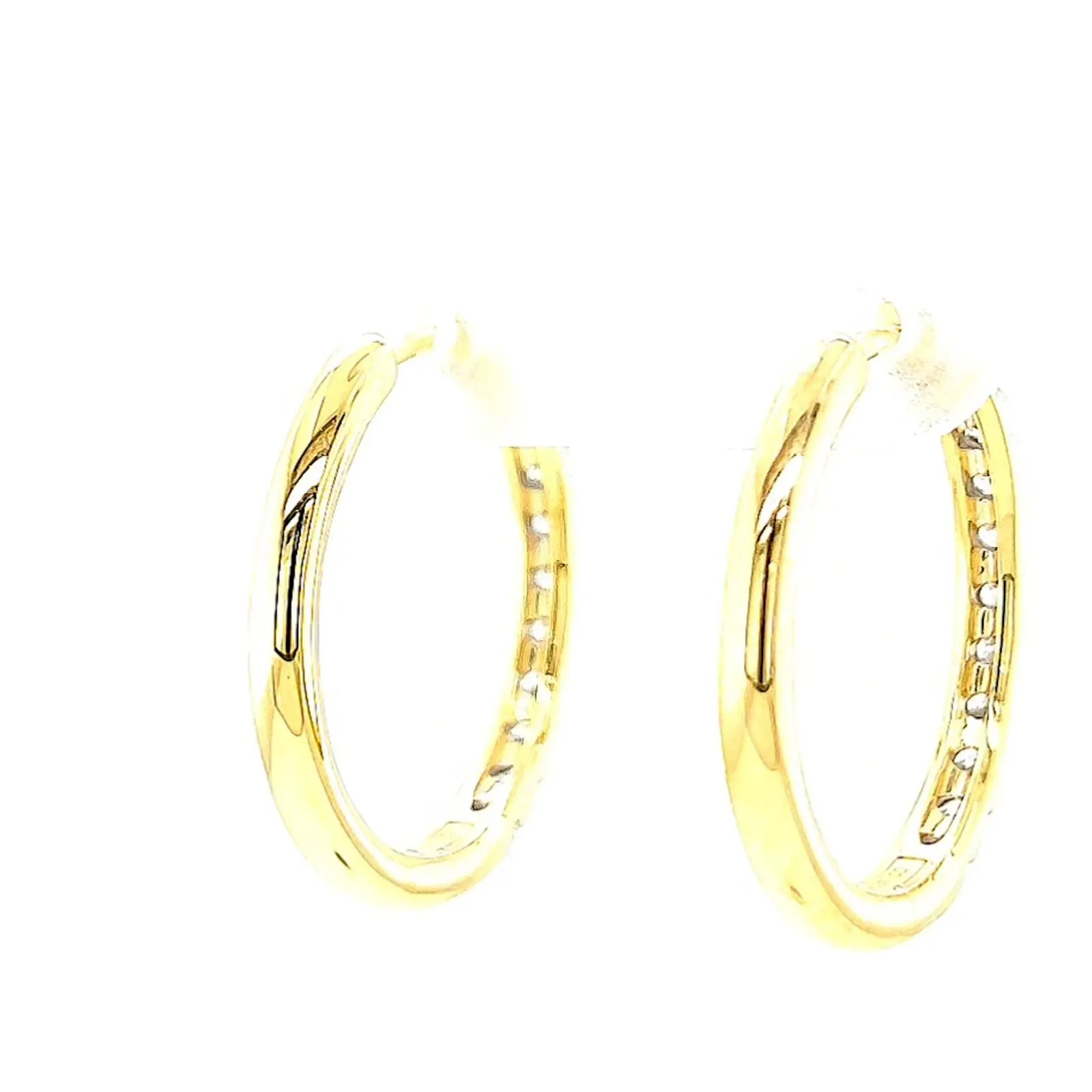 Celebration 9ct Two Tone Gold Round Brilliant Cut 3/4 CARAT tw of Lab Grown Diamonds Huggie Earrings