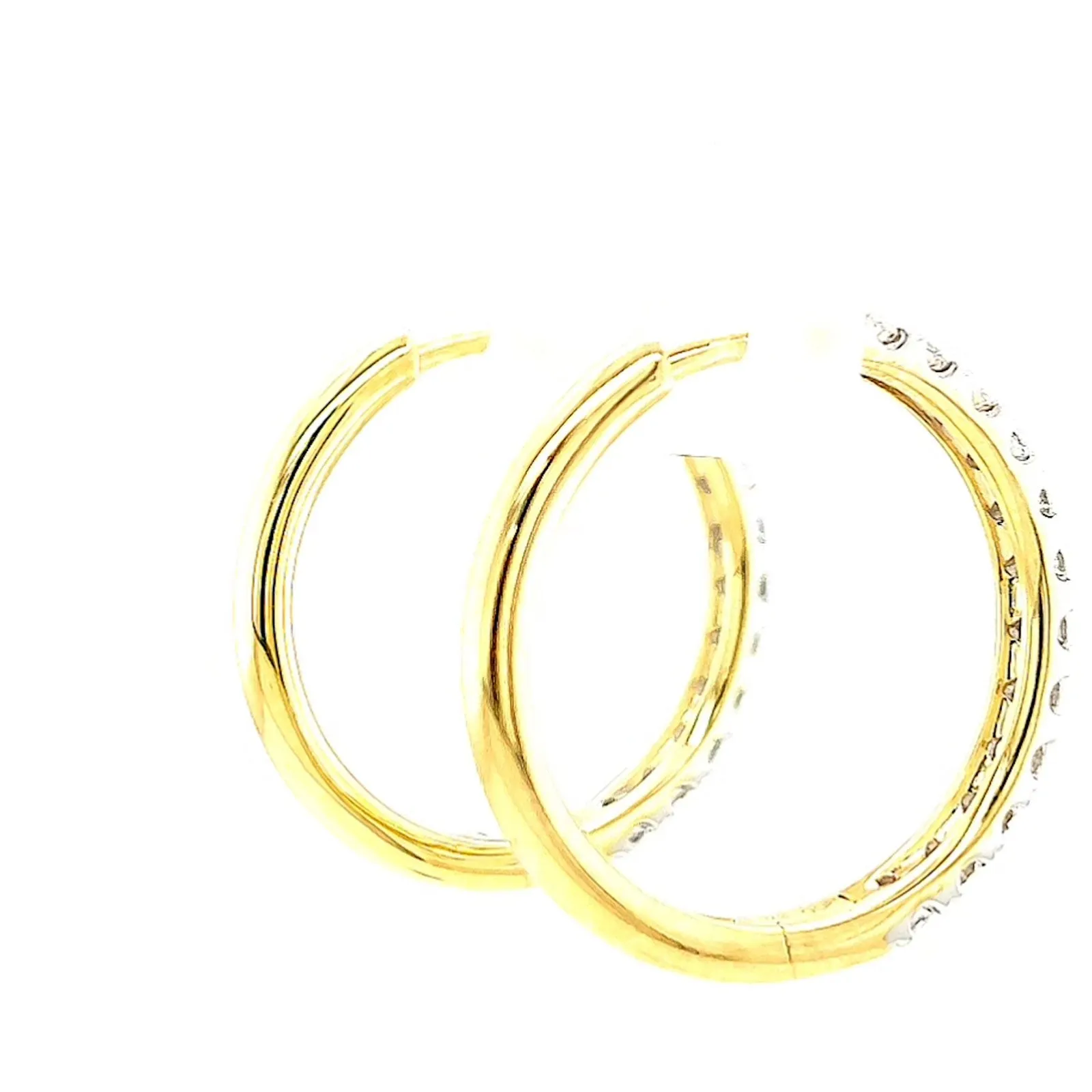 Celebration 9ct Two Tone Gold Round Brilliant Cut 3/4 CARAT tw of Lab Grown Diamonds Huggie Earrings