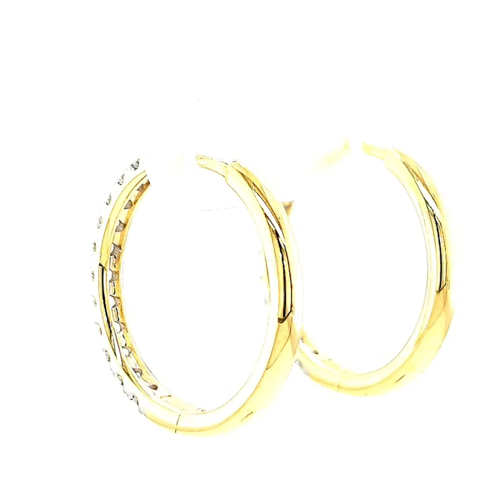 Celebration 9ct Two Tone Gold Round Brilliant Cut 3/4 CARAT tw of Lab Grown Diamonds Huggie Earrings