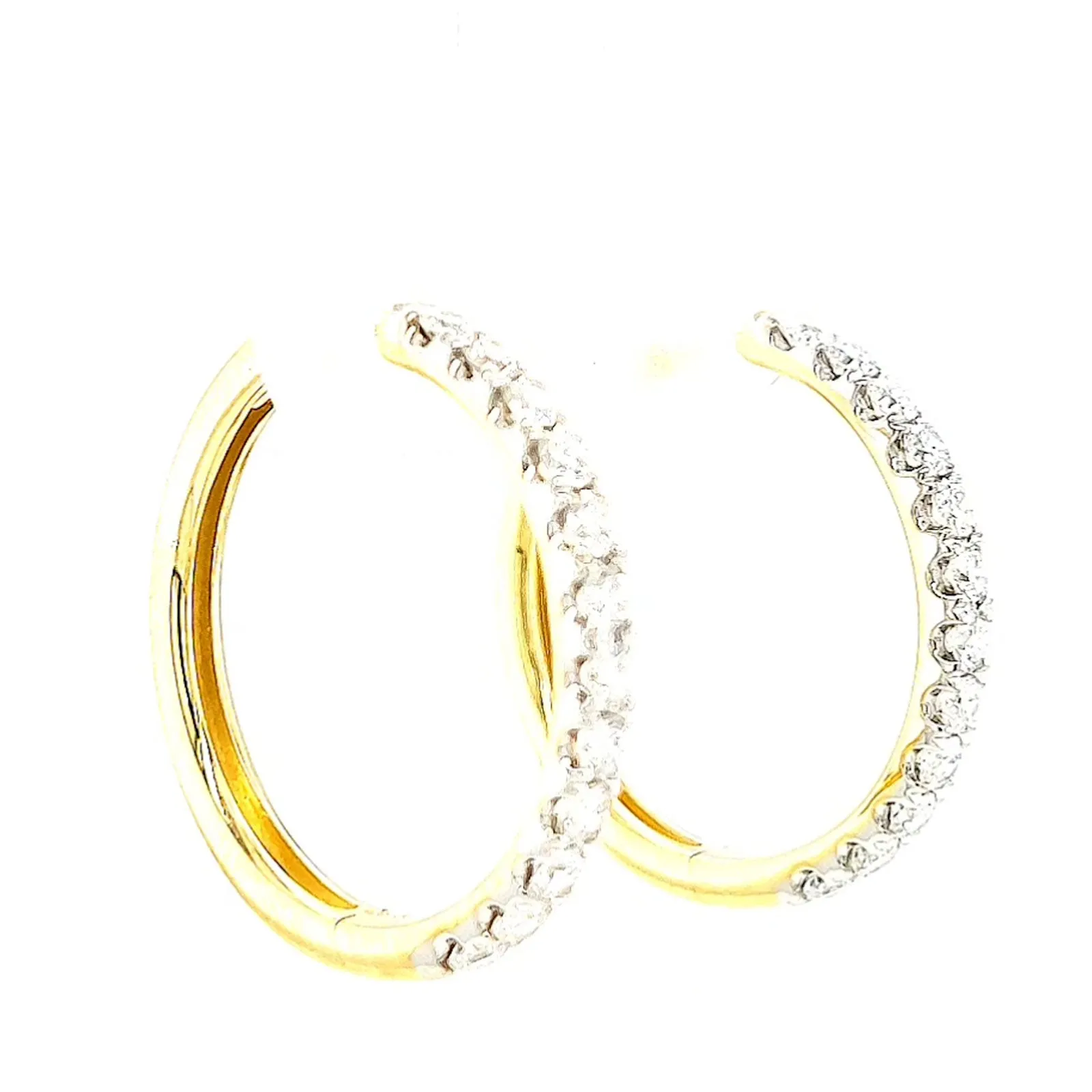 Celebration 9ct Two Tone Gold Round Brilliant Cut 3/4 CARAT tw of Lab Grown Diamonds Huggie Earrings