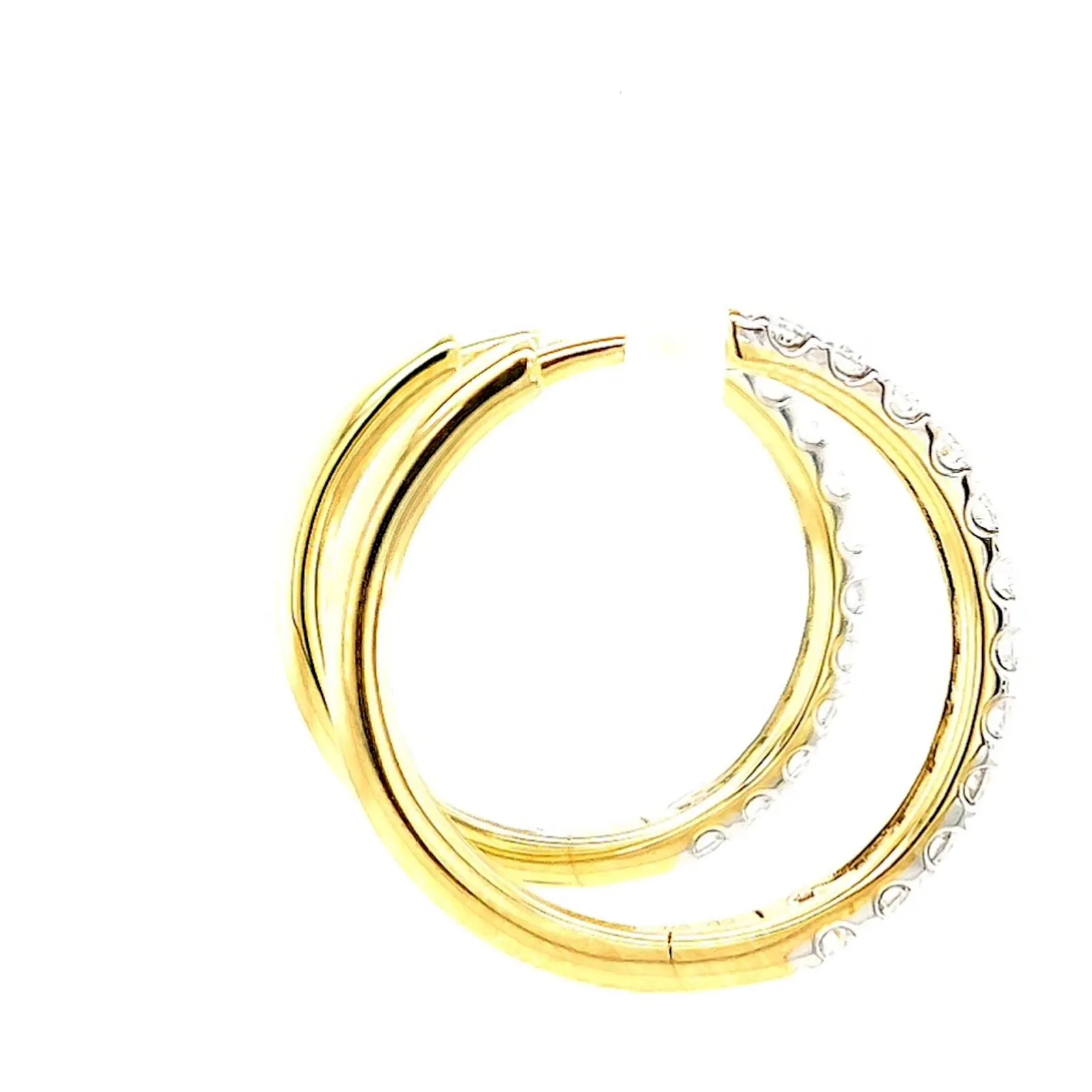 Celebration 9ct Two Tone Gold Round Brilliant Cut 3/4 CARAT tw of Lab Grown Diamonds Huggie Earrings