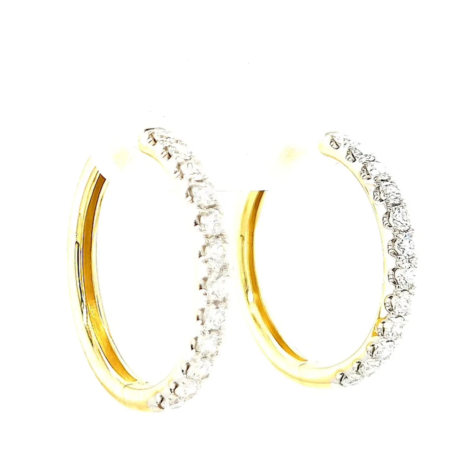 Celebration 9ct Two Tone Gold Round Brilliant Cut 3/4 CARAT tw of Lab Grown Diamonds Huggie Earrings