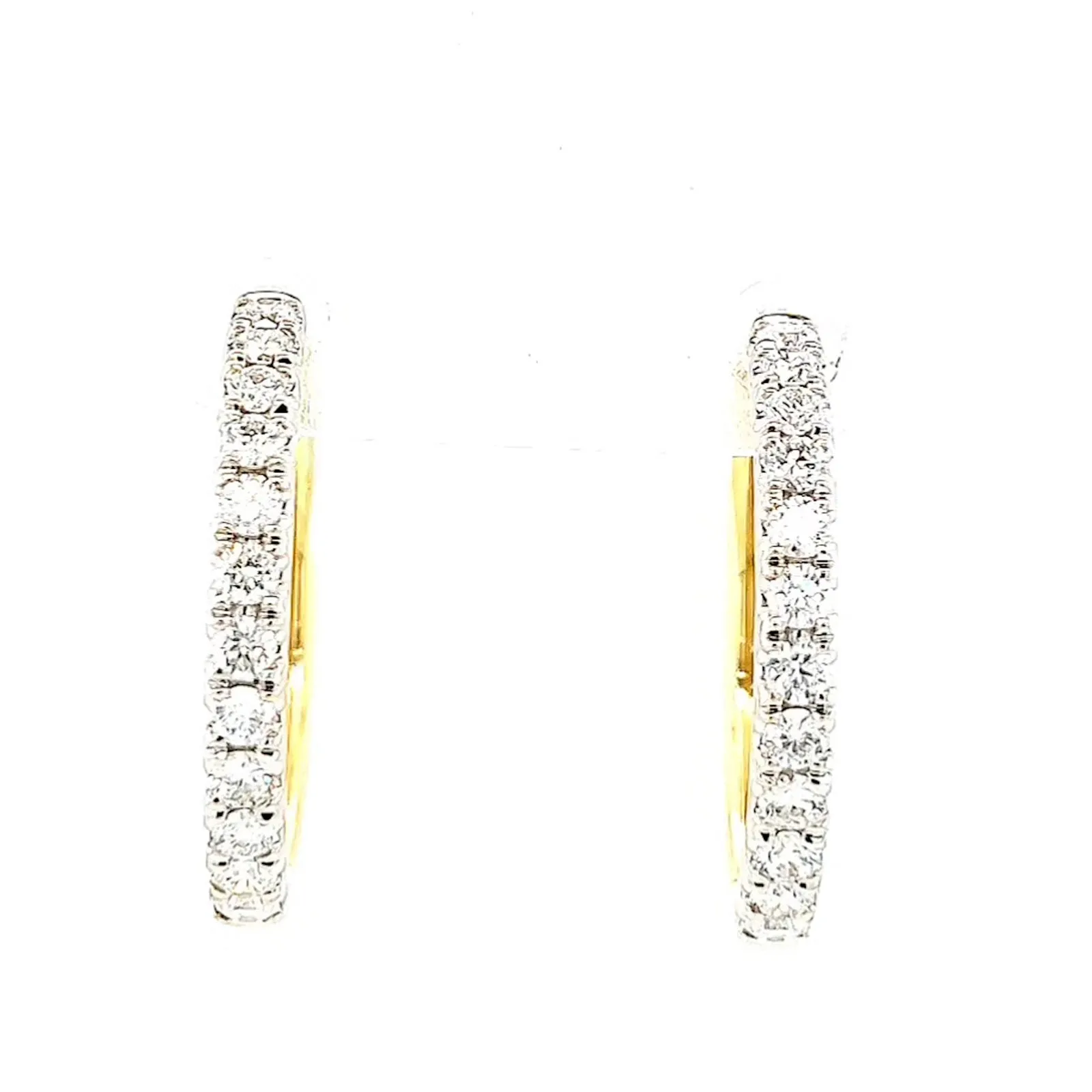 Celebration 9ct Two Tone Gold Round Brilliant Cut 3/4 CARAT tw of Lab Grown Diamonds Huggie Earrings