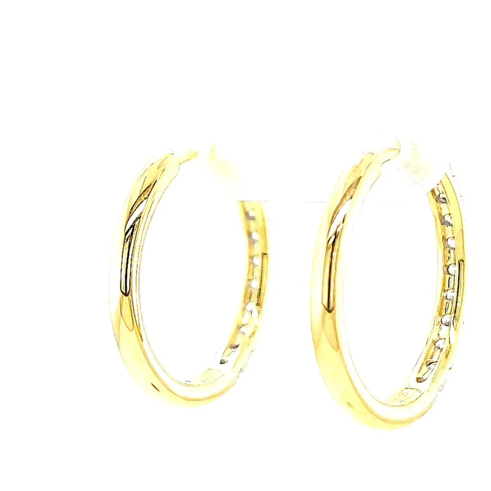 Celebration 9ct Two Tone Gold Round Brilliant Cut 3/4 CARAT tw of Lab Grown Diamonds Huggie Earrings