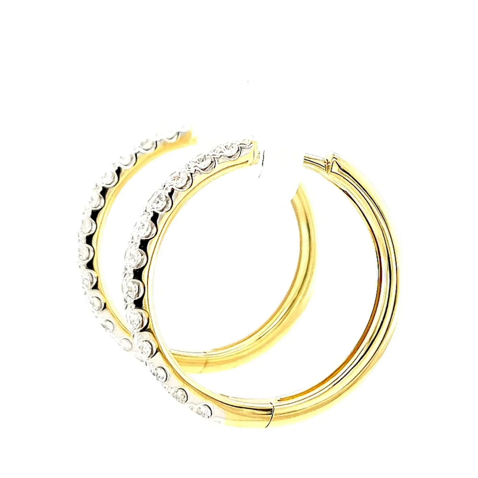 Celebration 9ct Two Tone Gold Round Brilliant Cut 3/4 CARAT tw of Lab Grown Diamonds Huggie Earrings