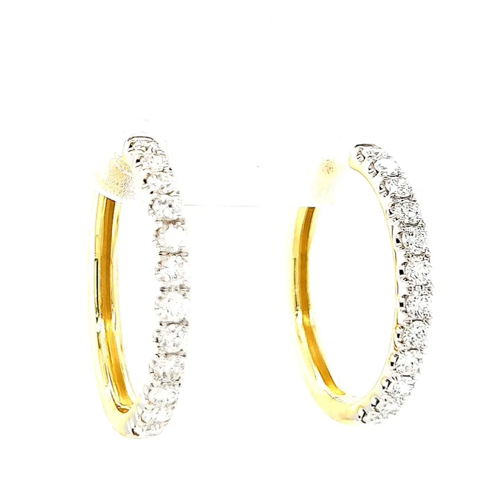 Celebration 9ct Two Tone Gold Round Brilliant Cut 3/4 CARAT tw of Lab Grown Diamonds Huggie Earrings