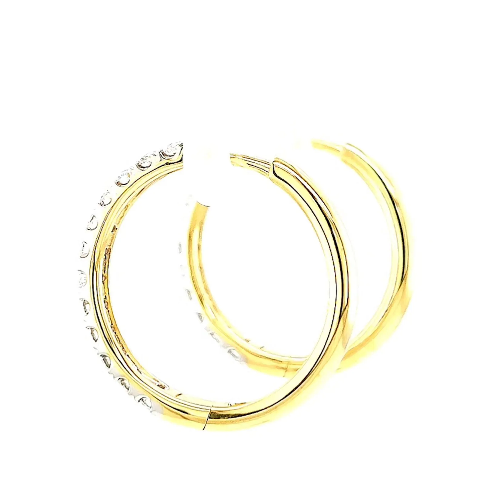 Celebration 9ct Two Tone Gold Round Brilliant Cut 3/4 CARAT tw of Lab Grown Diamonds Huggie Earrings