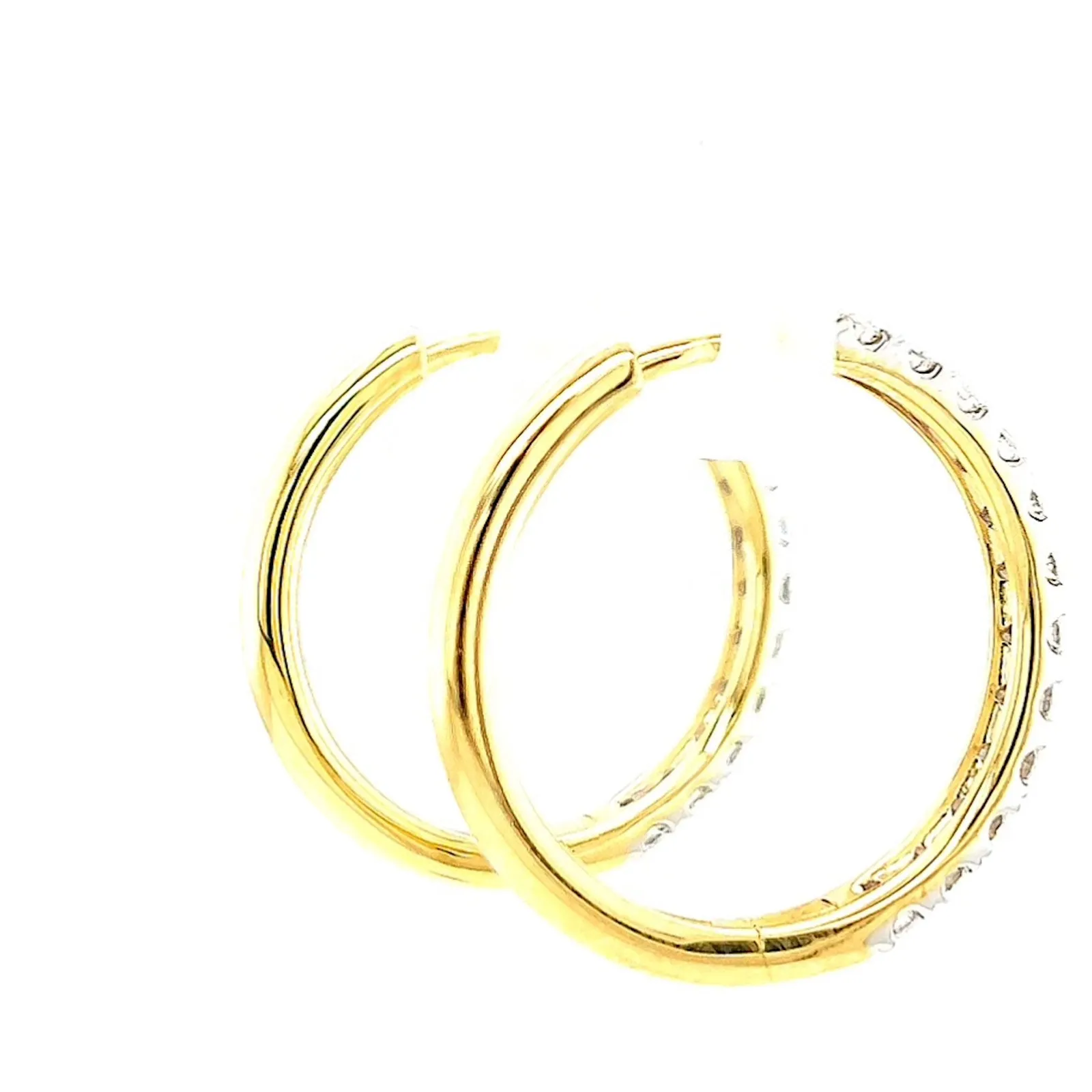 Celebration 9ct Two Tone Gold Round Brilliant Cut 3/4 CARAT tw of Lab Grown Diamonds Huggie Earrings