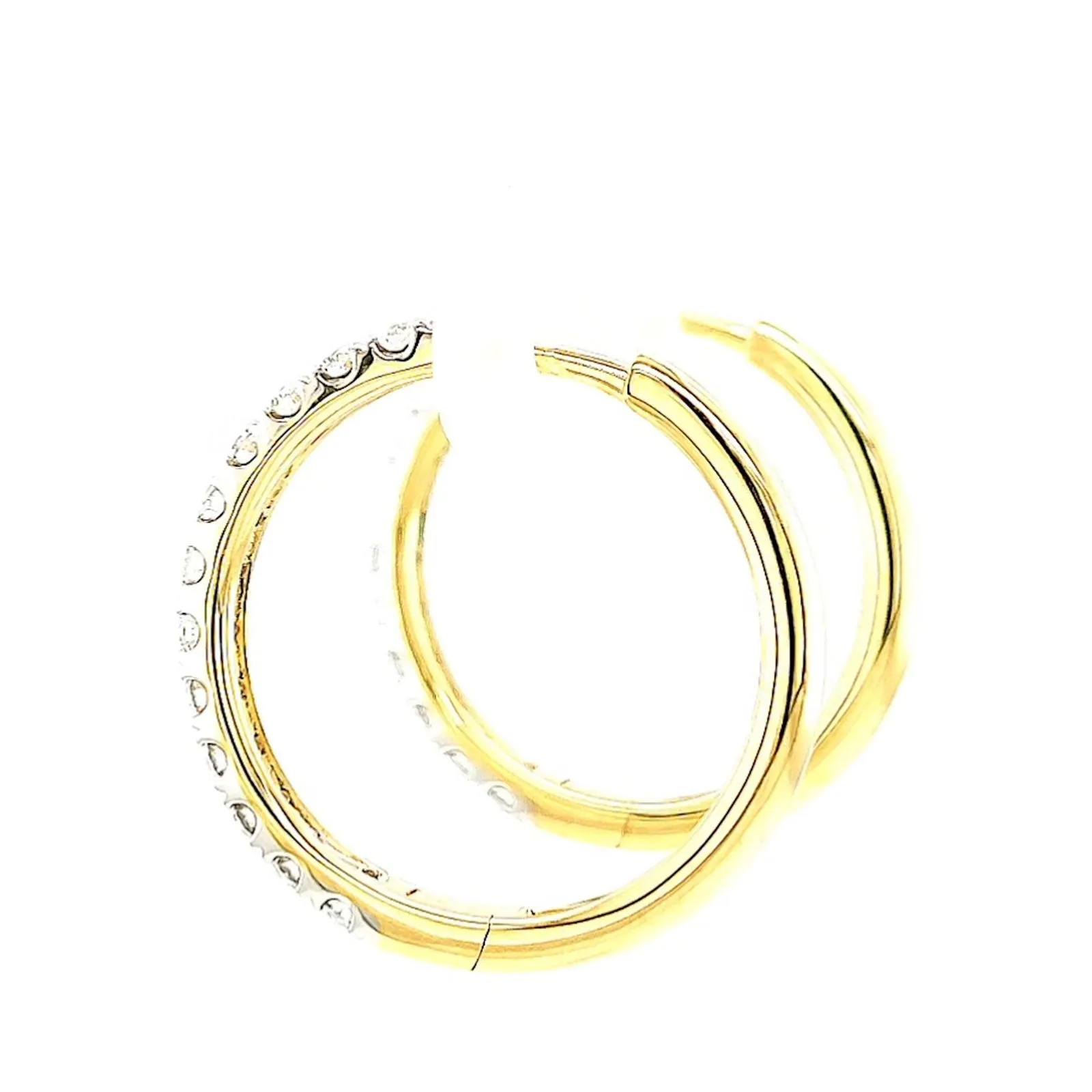 Celebration 9ct Two Tone Gold Round Brilliant Cut 3/4 CARAT tw of Lab Grown Diamonds Huggie Earrings