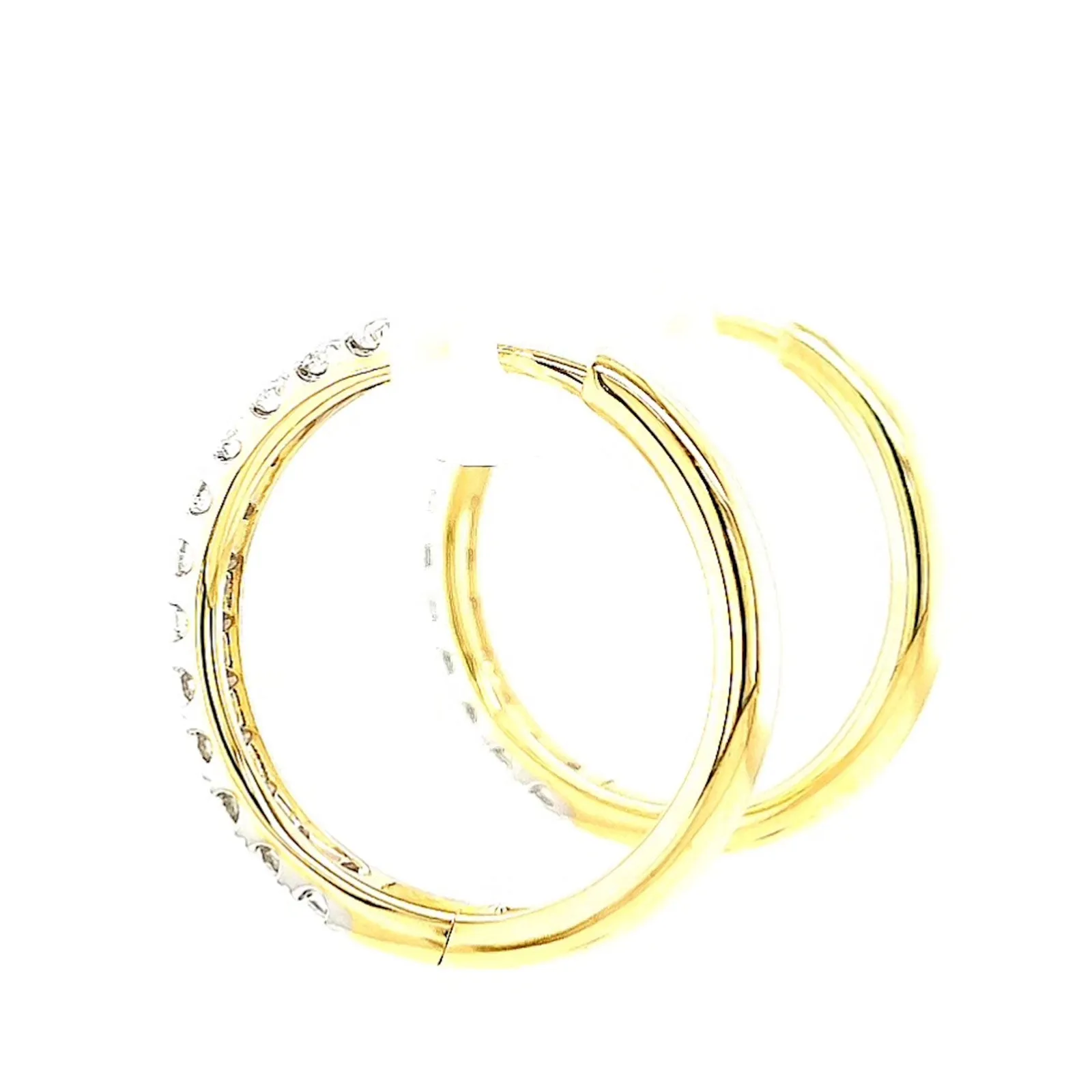 Celebration 9ct Two Tone Gold Round Brilliant Cut 3/4 CARAT tw of Lab Grown Diamonds Huggie Earrings