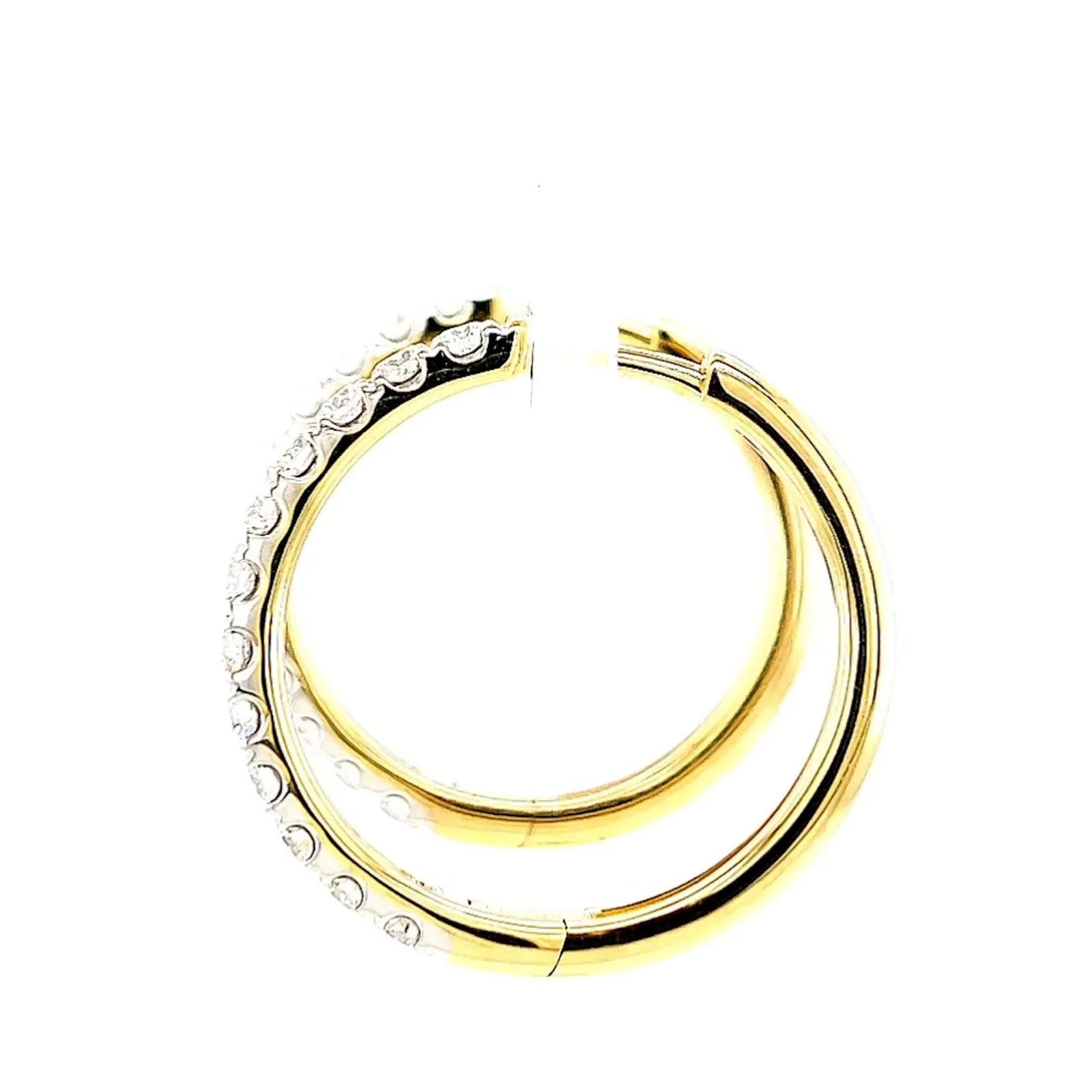 Celebration 9ct Two Tone Gold Round Brilliant Cut 3/4 CARAT tw of Lab Grown Diamonds Huggie Earrings