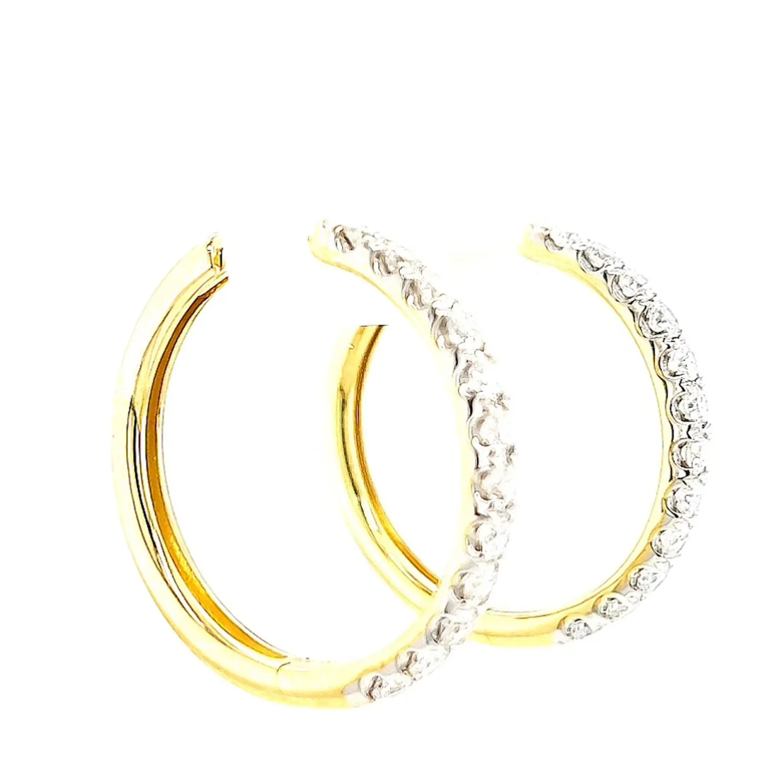 Celebration 9ct Two Tone Gold Round Brilliant Cut 3/4 CARAT tw of Lab Grown Diamonds Huggie Earrings