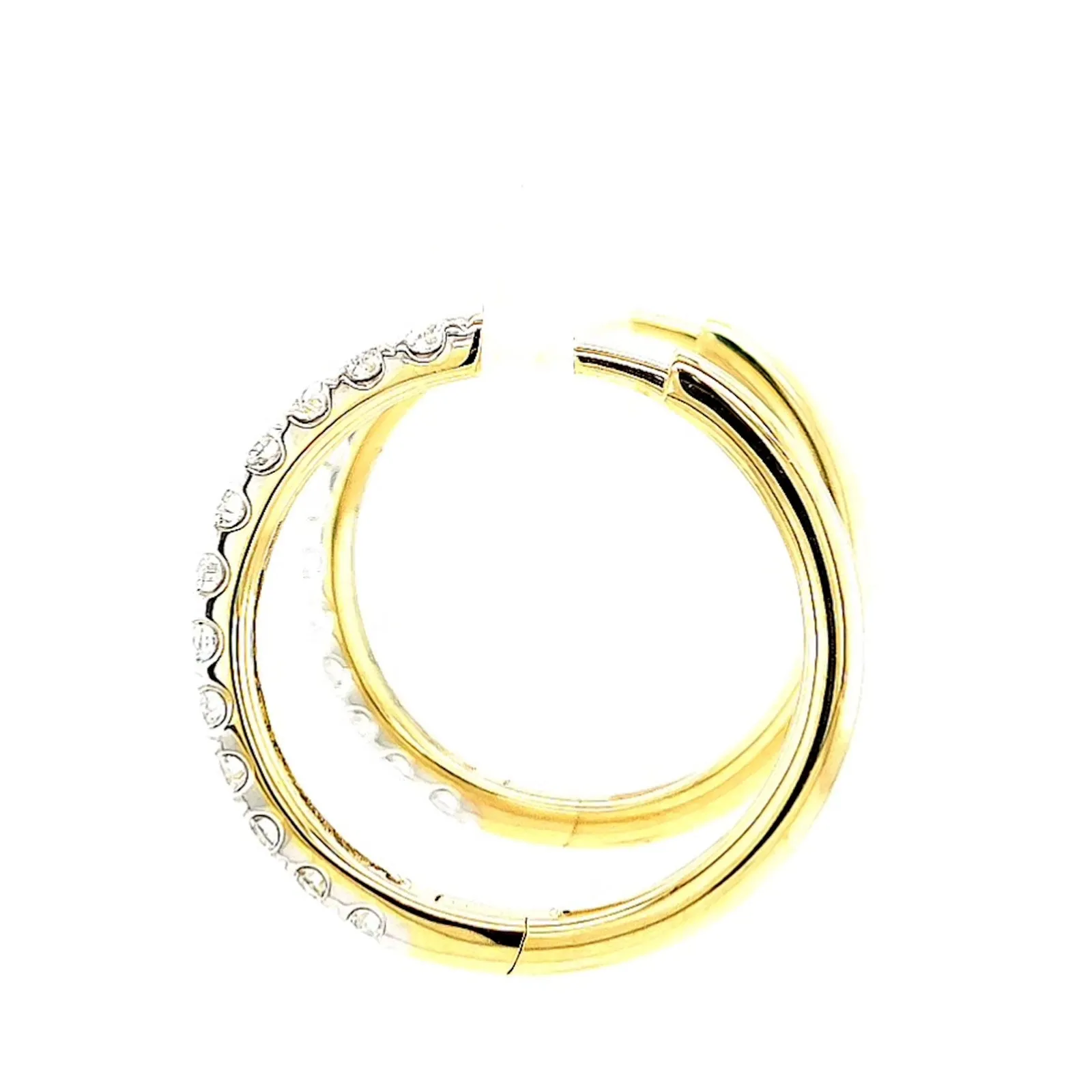 Celebration 9ct Two Tone Gold Round Brilliant Cut 3/4 CARAT tw of Lab Grown Diamonds Huggie Earrings