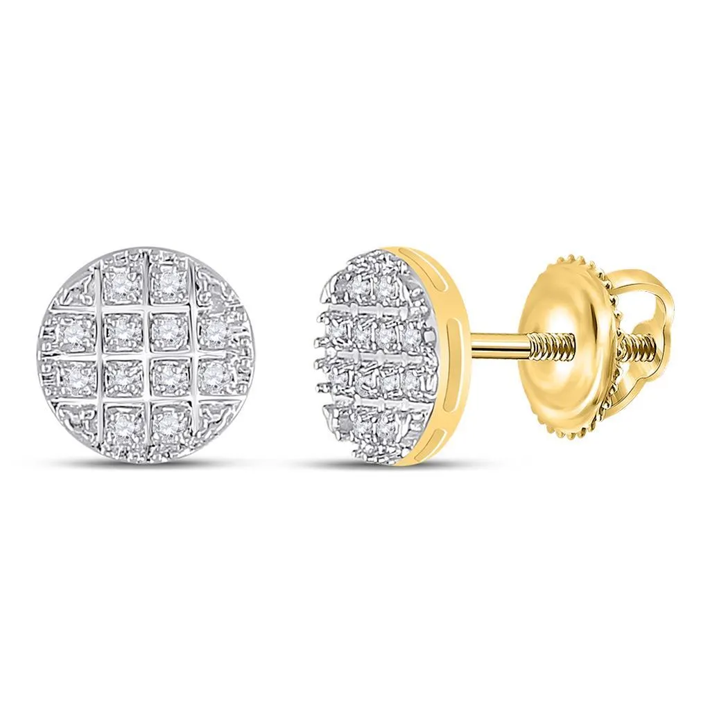 Circle Edgeless Micro Pave Diamond Earrings 10K Gold