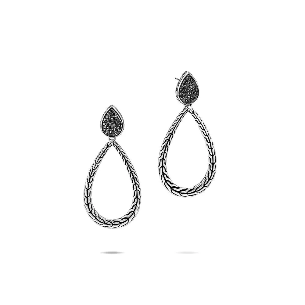 Classic Chain Drop Earring, Black Sapphire, Spinel