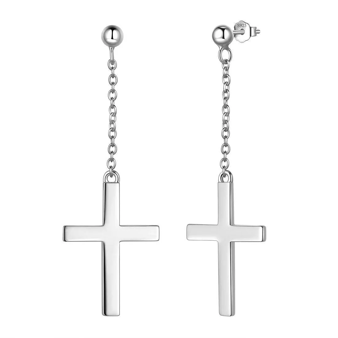 Classic Cross Dangle Earrings Women Mens Jewelry Sterling Silver