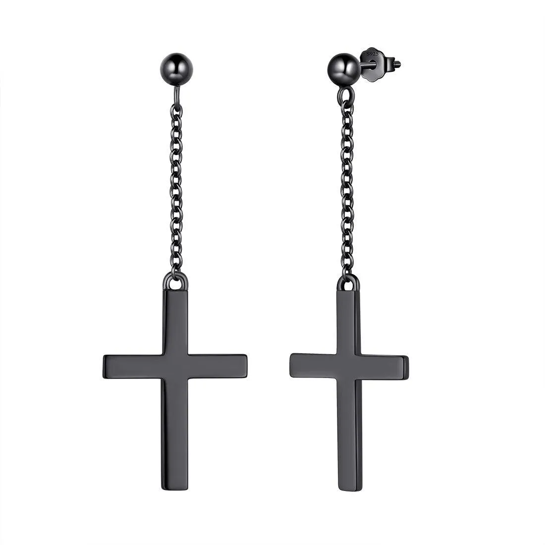 Classic Cross Dangle Earrings Women Mens Jewelry Sterling Silver