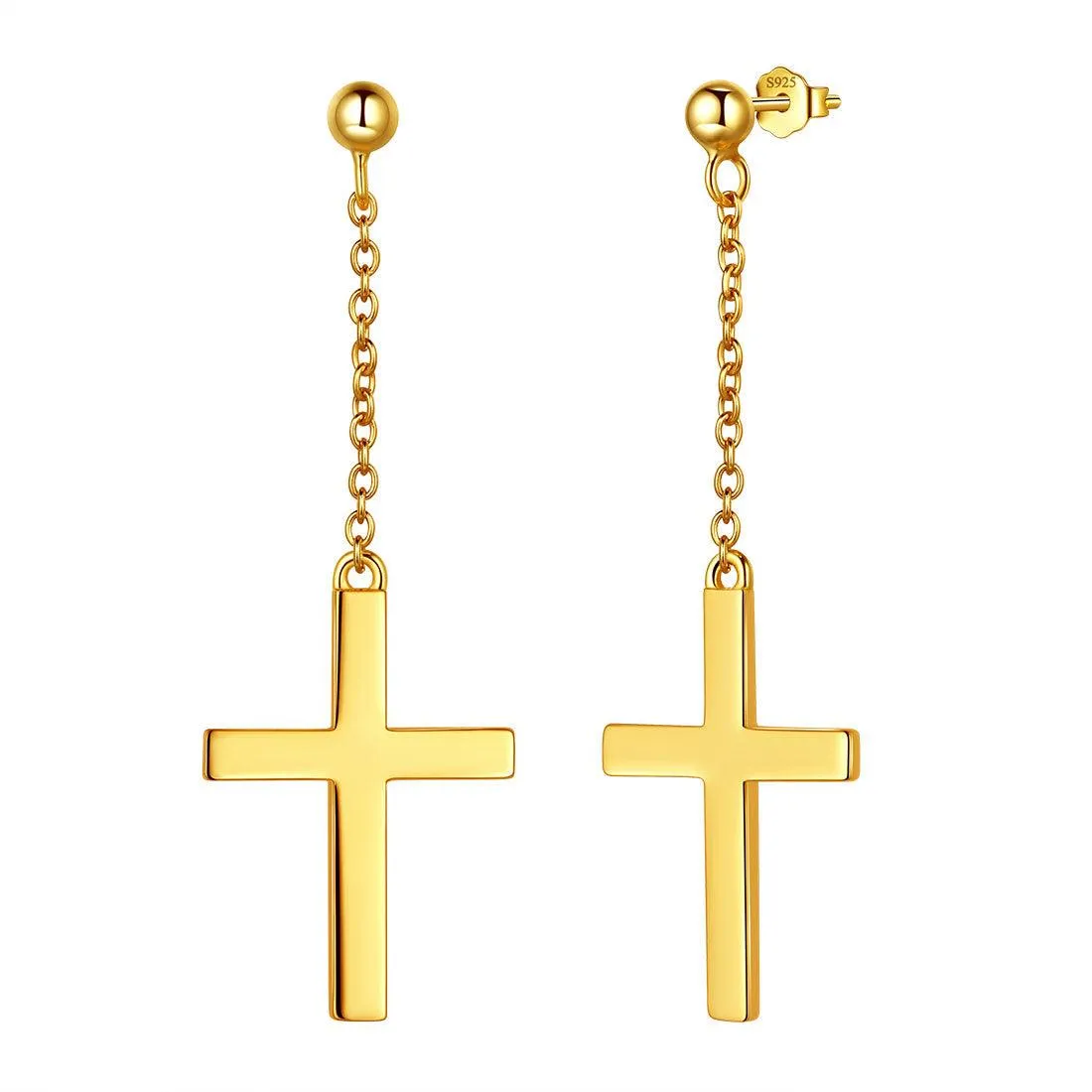 Classic Cross Dangle Earrings Women Mens Jewelry Sterling Silver