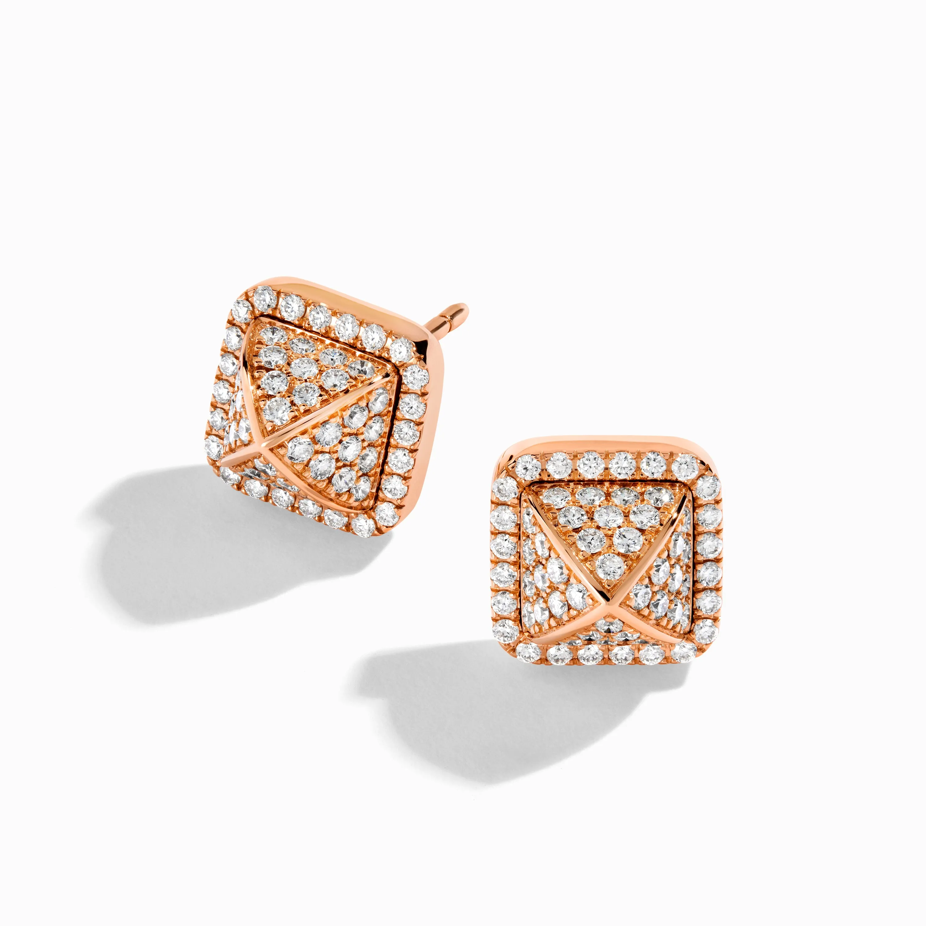 Cleo Full Diamond Pyramid Stud Earrings