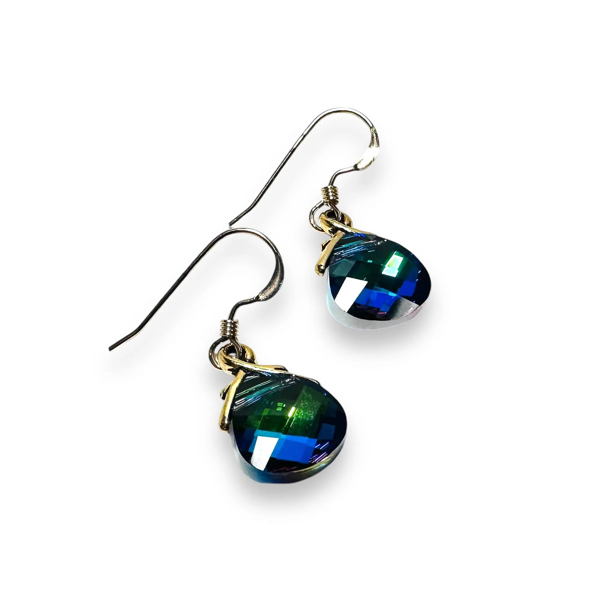 Color Changing Teardrop Beads/ Crystal Dangle Earrings