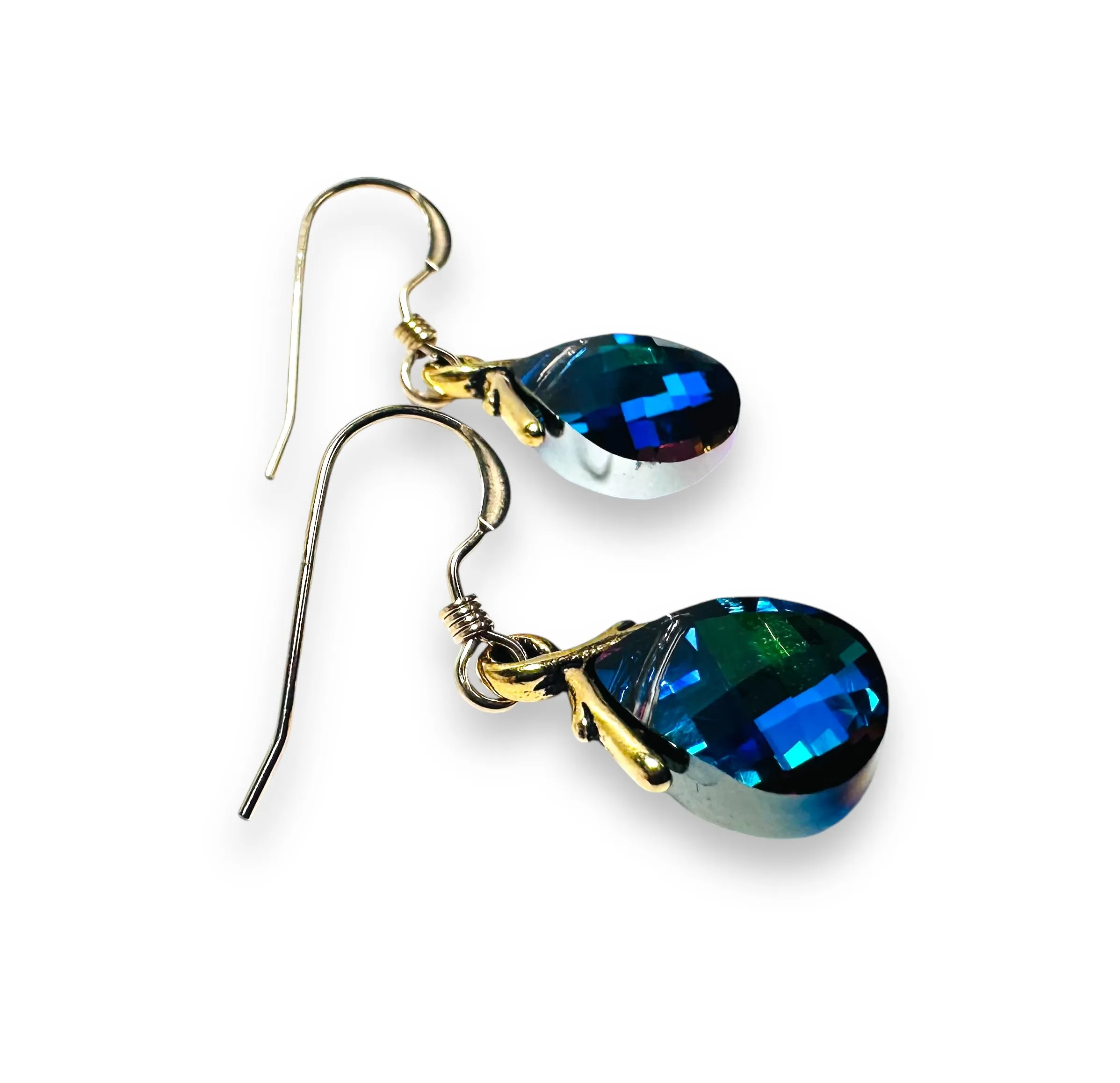 Color Changing Teardrop Beads/ Crystal Dangle Earrings