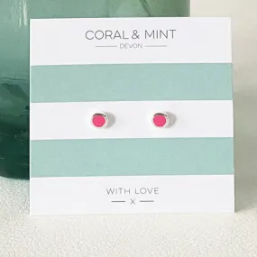 Coral And Mint Neon Pink Studs