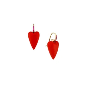 Coral Heart Drop Earrings