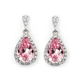 Coralis Pink Sapphire Pear Cut Dangling Earrings in 18K Gold