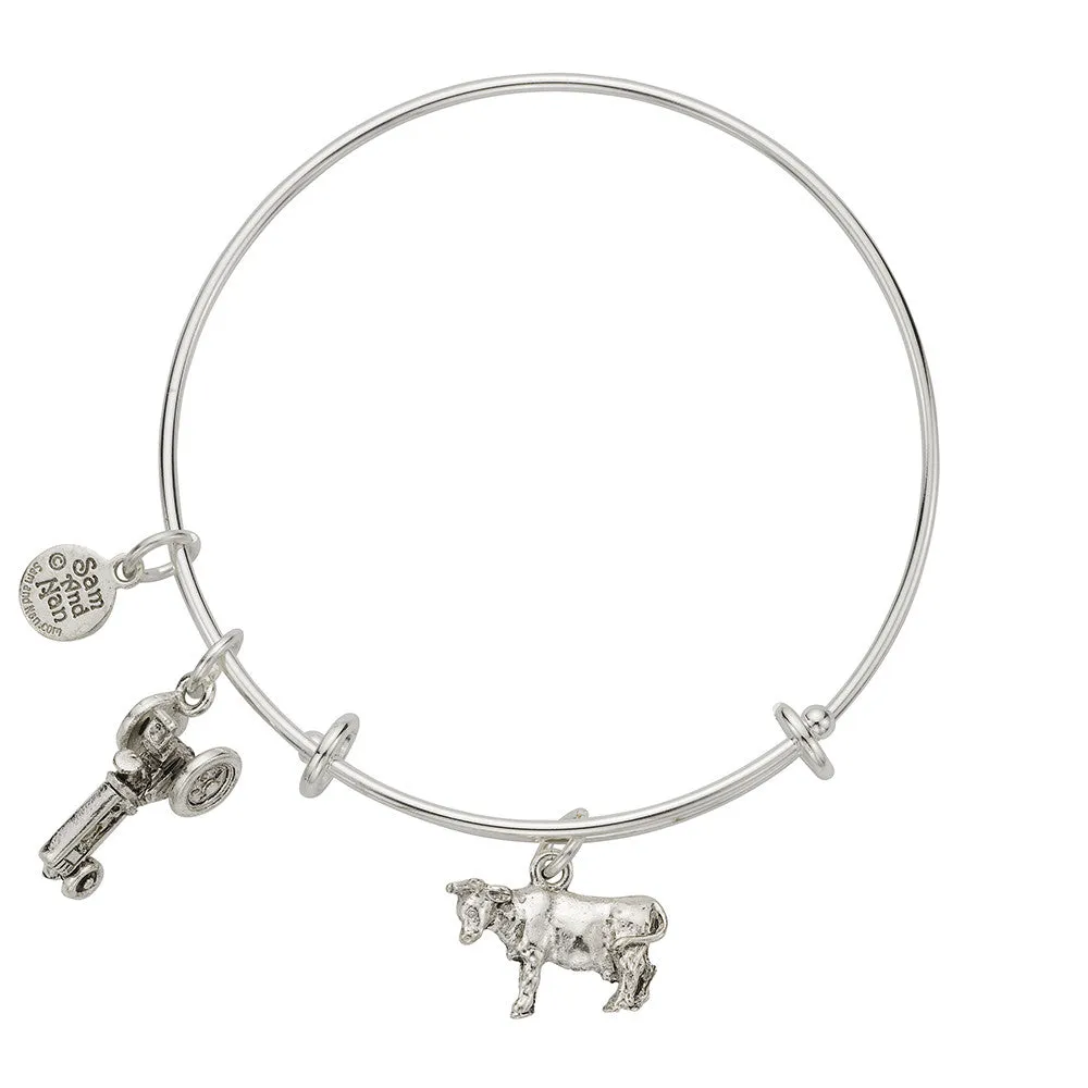 Cow Charm Bangle Bracelet