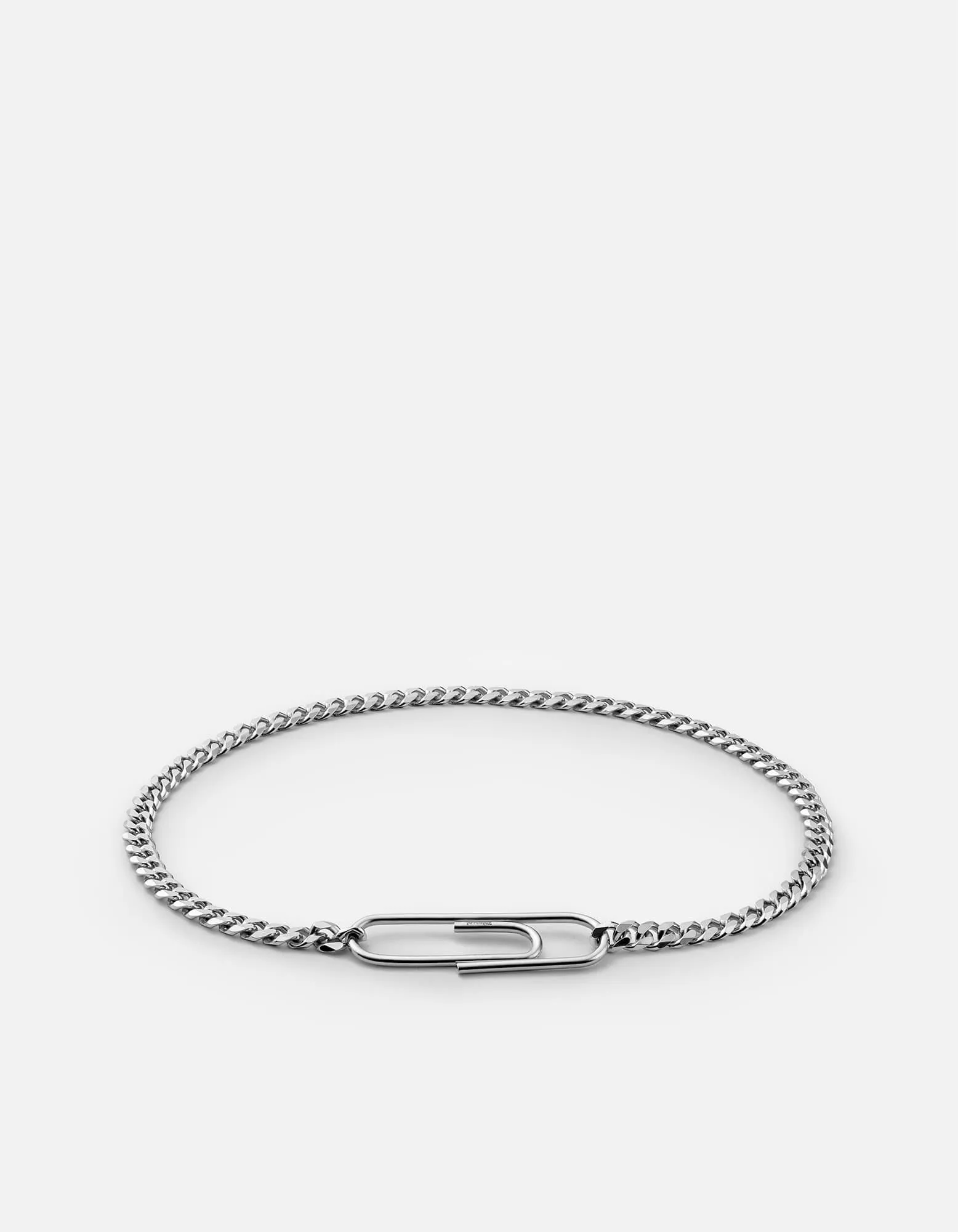 Cuban Link Paper Clip Bracelet, Sterling Silver