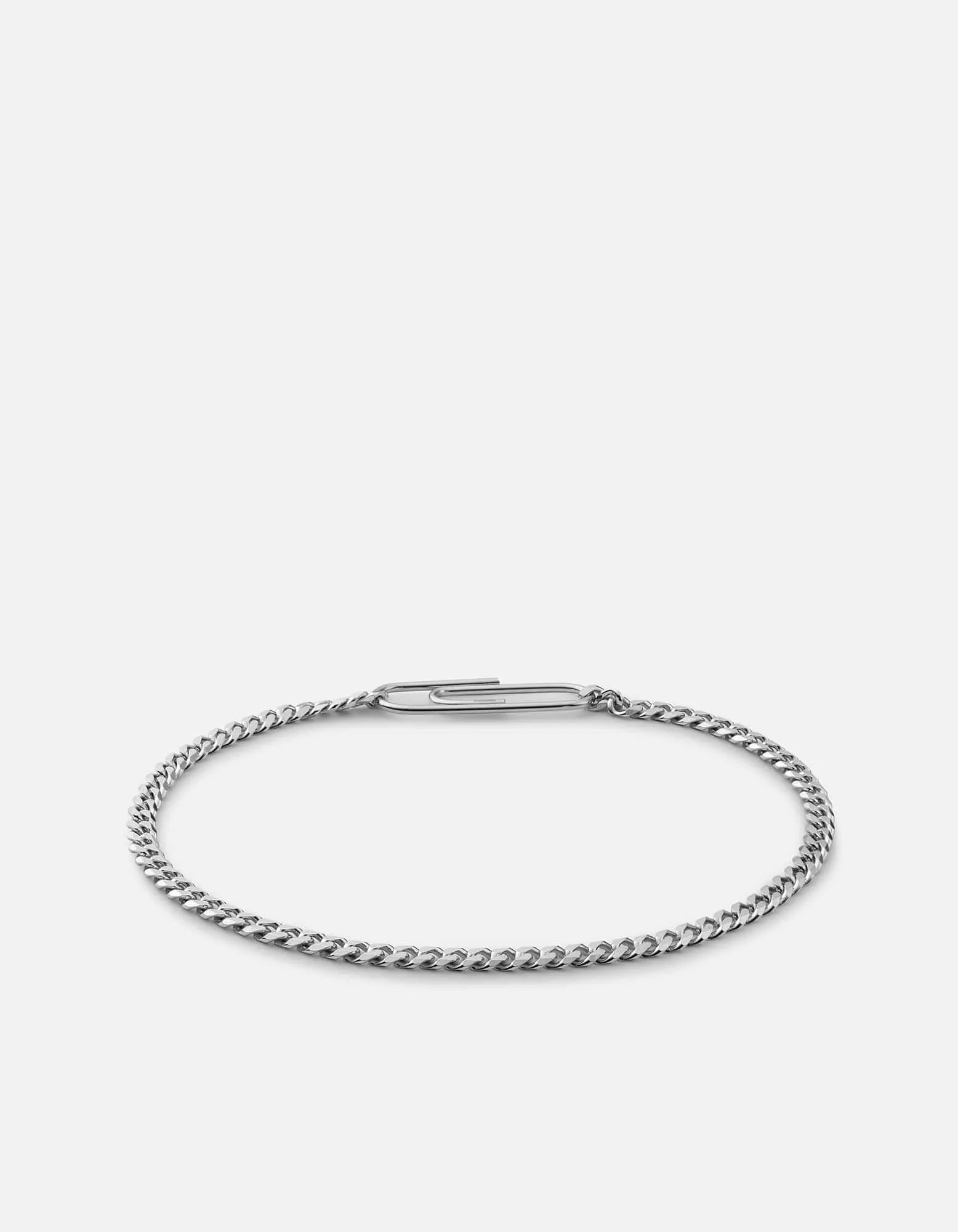 Cuban Link Paper Clip Bracelet, Sterling Silver