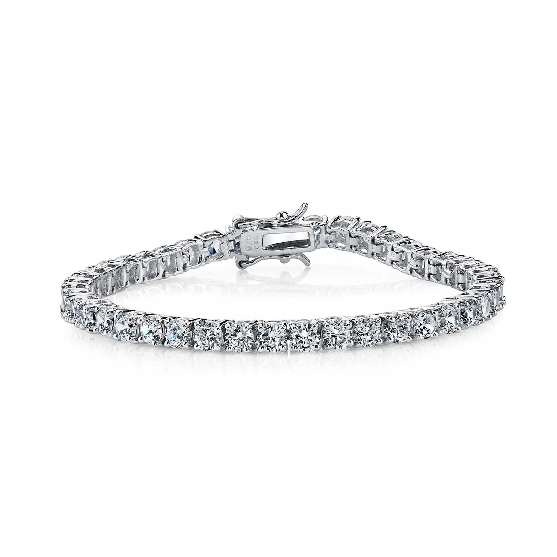 C.Z 3mm Sterling Silver Rhodium Plated Tennis Bracelet