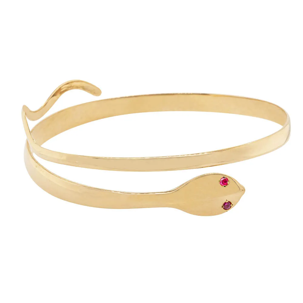 Deja Vu 22ct Yellow Gold and Synthetic Ruby Snake Armlet