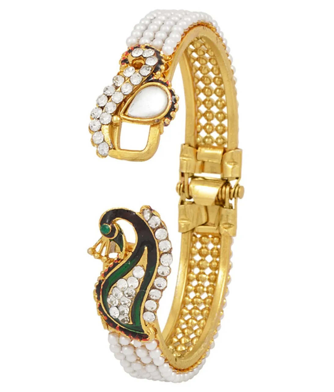 Designer Pearl Studded Gold Plated Bangles Bracelet Sets for Women and Girls