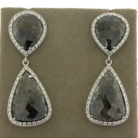 Diamond & Diamond Slice 18k White Gold Drop Earrings