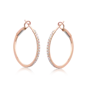 Diamond & Rose Gold Hoop Earrings