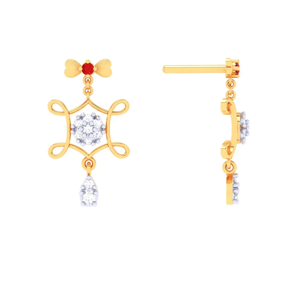 Diamond And 18k Gold Earrings Dangler Earrings