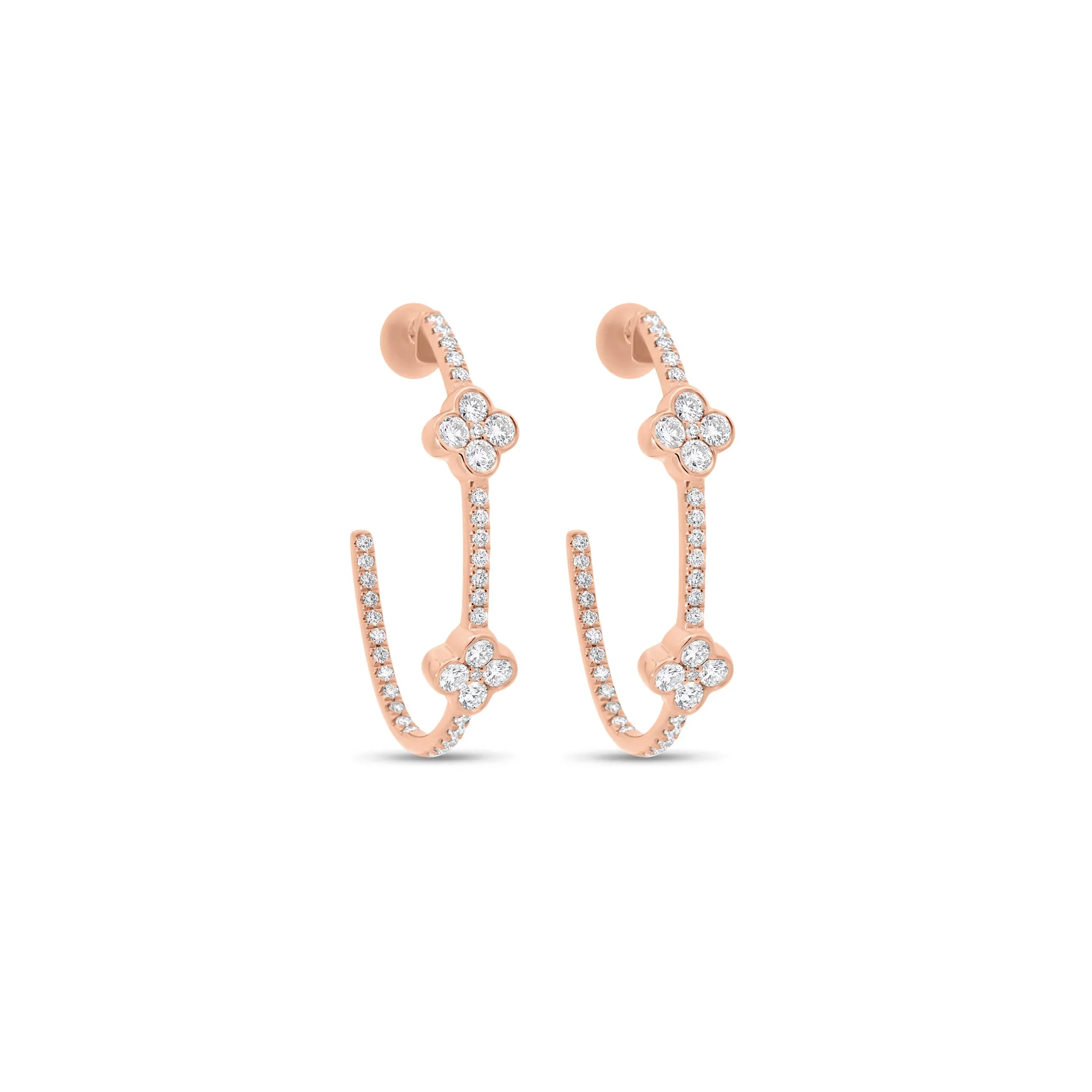 Diamond Clover Hoop Earrings