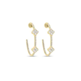 Diamond Clover Hoop Earrings