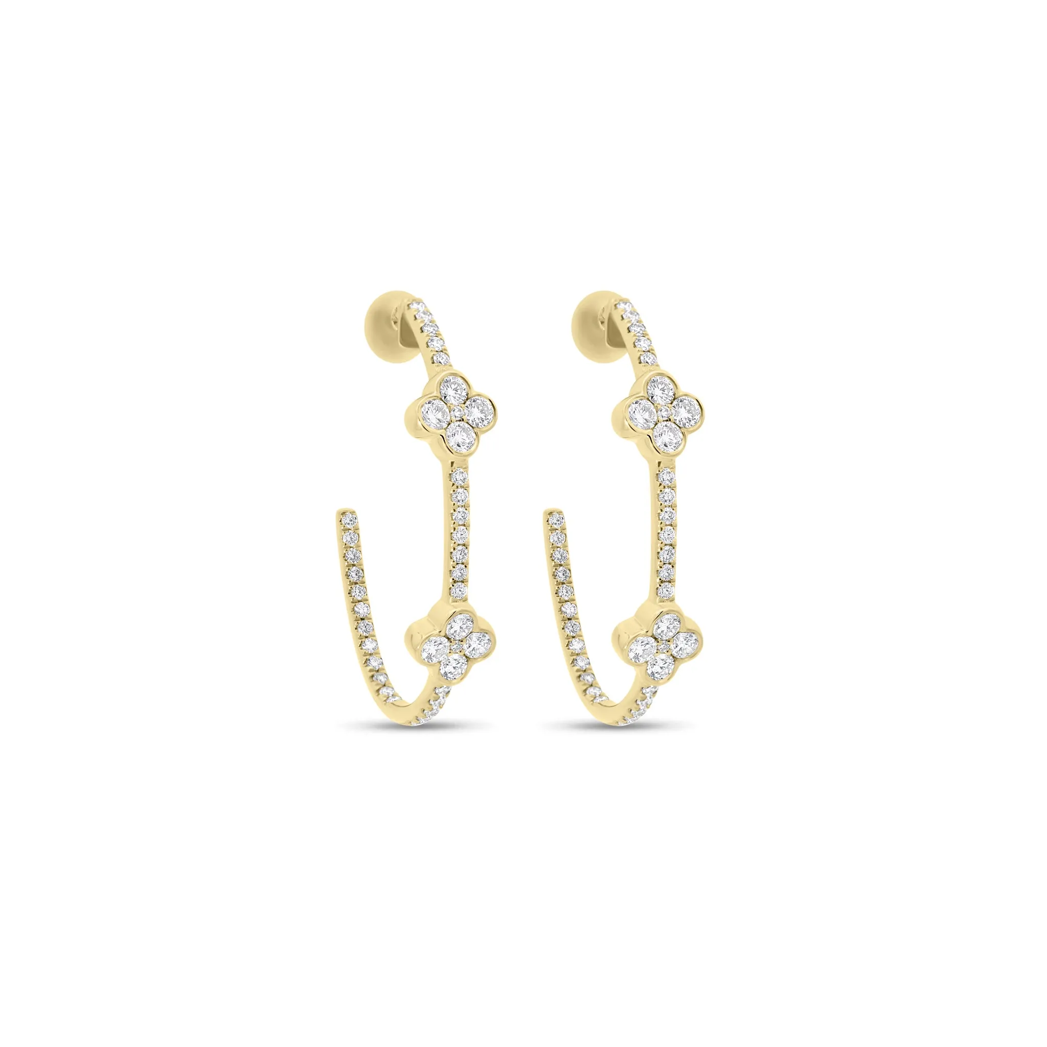 Diamond Clover Hoop Earrings