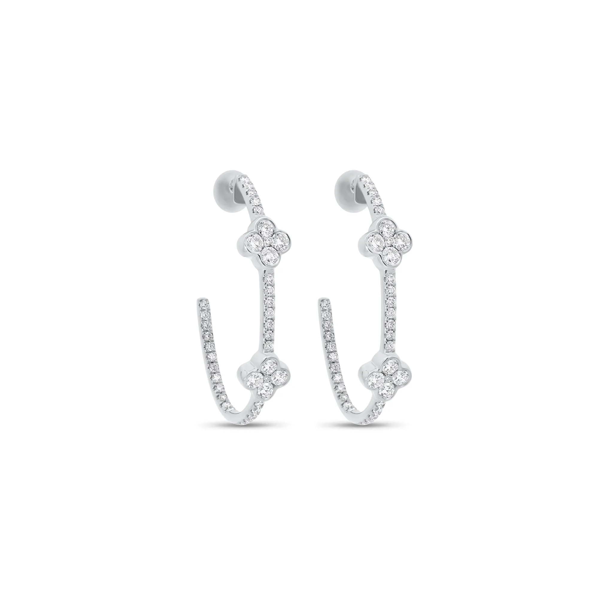 Diamond Clover Hoop Earrings