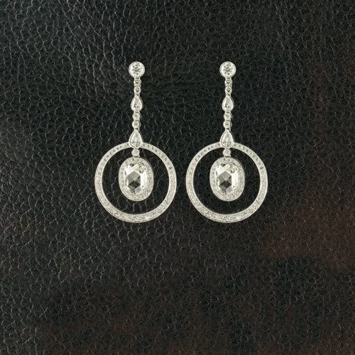 Diamond Dangle Circle Earrings