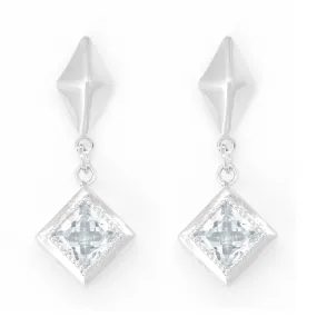 Diamond drop earrings with clear crystal