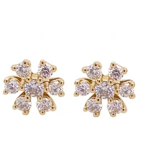 Diamond Flower Cluster Earrings