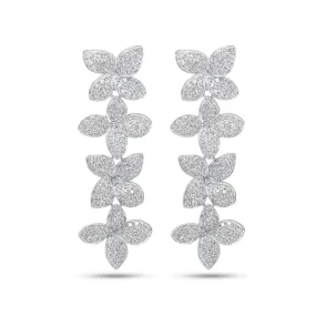 Diamond Flower Petal Statement Earrings