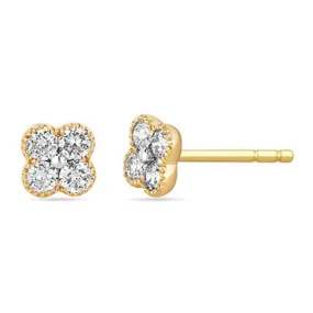 Diamond Flower Stud Earrings