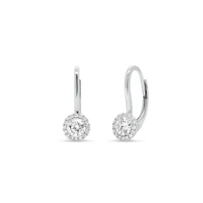 Diamond Halo Lever-Back Earrings