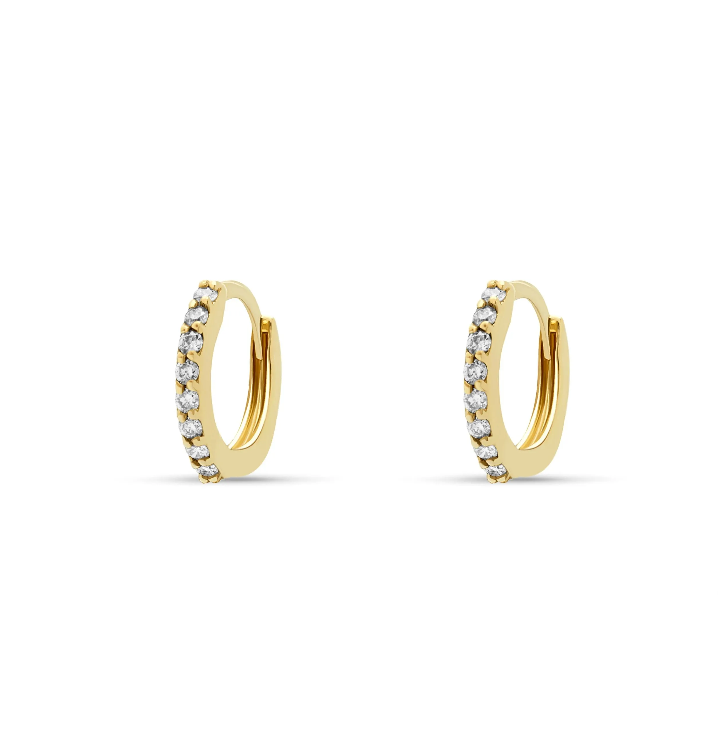 Diamond Huggies - 14 karat gold huggie earrings, diamonds 0.22ct