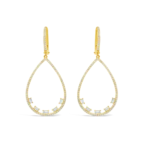 Diamond Open Pearshaped Dangle Earrings